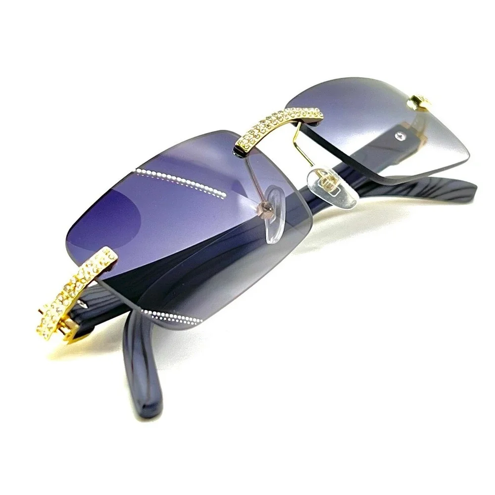 Men Sunglasses Square Rimless Street Wear Classic Trendy Diamond Shades Hip Hop‎